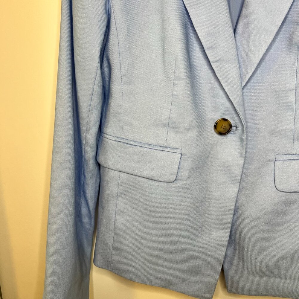 Ann Taylor NWT One-Button Peak Lapel Linen Twill Blazer Light Blue Size 2 - Picture 6 of 7